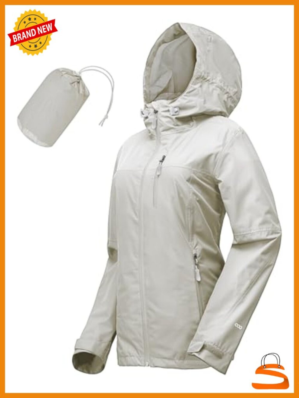 Packable Waterproof Rain Jacket with Hood and Air Vents for Running Golf